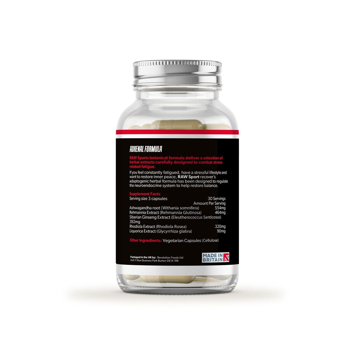 Raw Sports Recover - Adrenal Stress Formula | Hormonal Balance & Stress Support – 90 Capsules