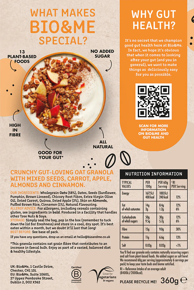Apple & Cinnamon Gut-Loving Prebiotic* GRANOLA (360G)