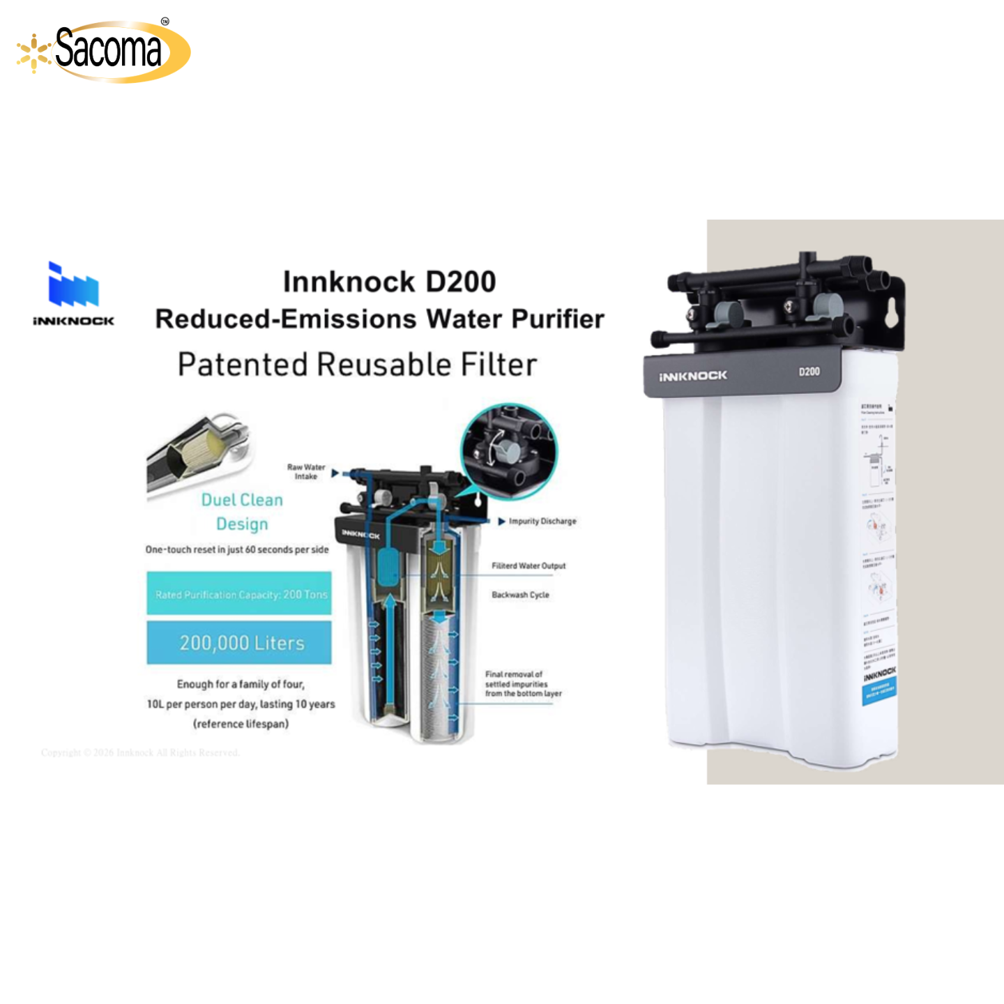 INNKNOCK D200 Reduced-Emissions Water Purifier