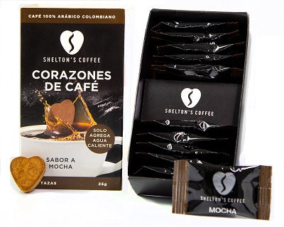 Mocha Instant Coffee Hearts Box Of 10 Units