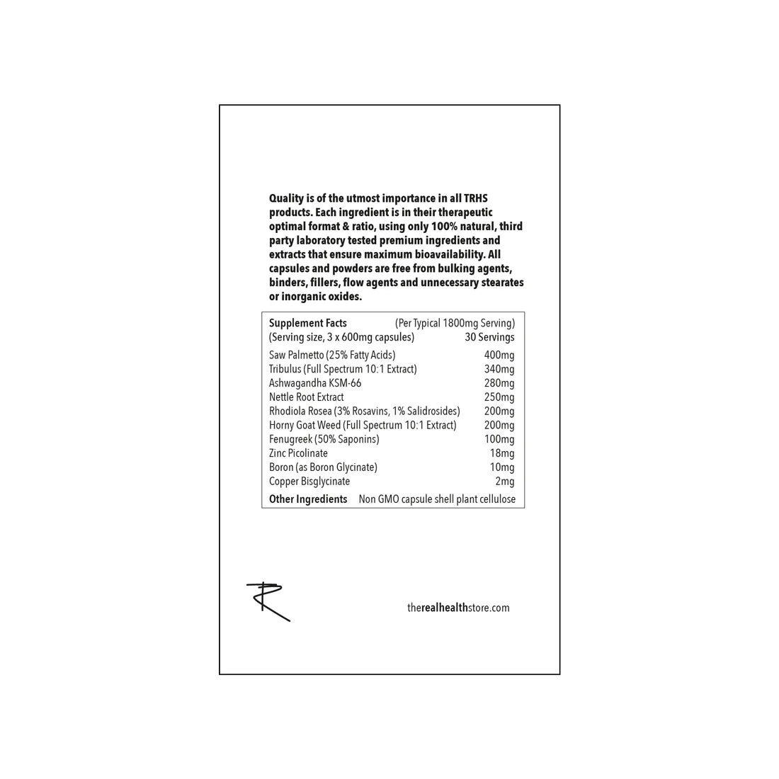 TRHS Alpha Man - High Strength Testosterone Boosting, Libido Formula - 90 Capsules