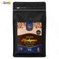 A 500g stand-up pouch of Kaawa Mplogoma Owo'Obuakabaka roasted coffee beans. The packaging is primarily black with a large front label featuring brown, gold, and blue colors, and a Sacoma logo in the top left corner.