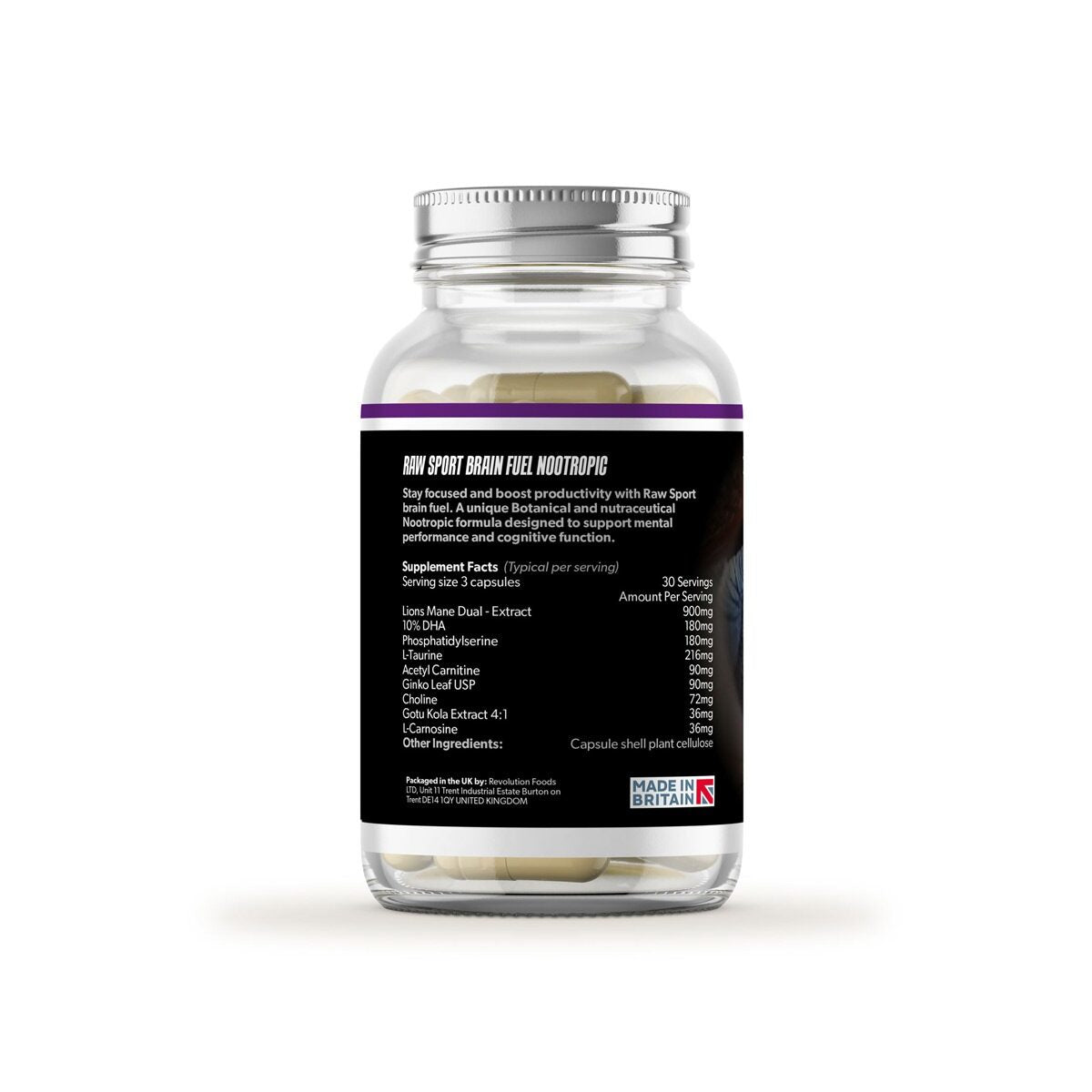 Raw Sport Brain Fuel Nootropic | Cognitive Enhancement Formula – 90 Capsules