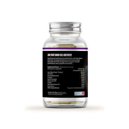 Raw Sport Brain Fuel Nootropic | Cognitive Enhancement Formula – 90 Capsules