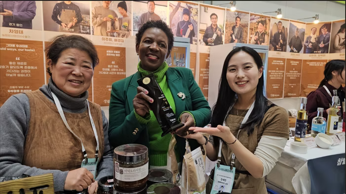 Food producers showcasing their products at a trade exhibition