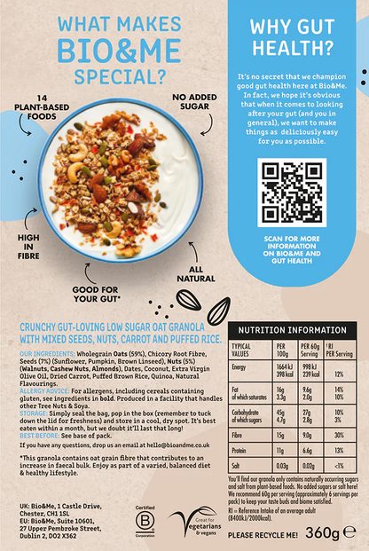 LOW SUGAR, NATURALLY GUT-LOVING PREBIOTIC* GRANOLA (360G)