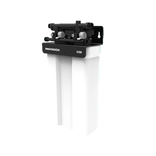 White water filter with black top section on a white background