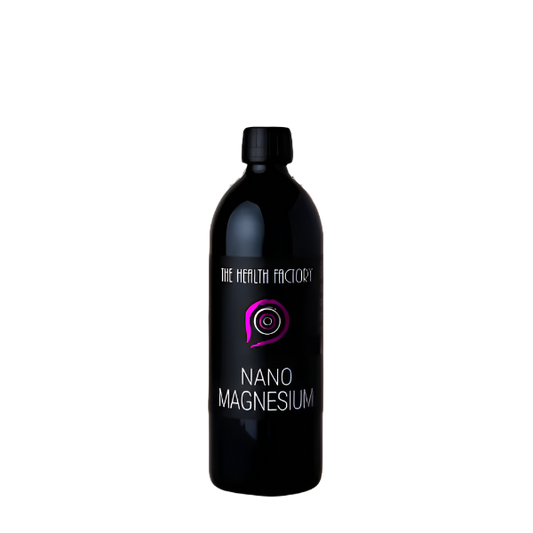 500ml bottle of Nano Magnesium liquid supplement – pure elemental magnesium in violet glass packaging